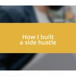 How I built a side hustle