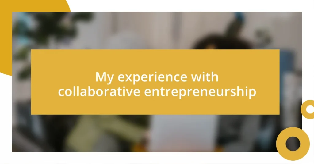 My experience with collaborative entrepreneurship